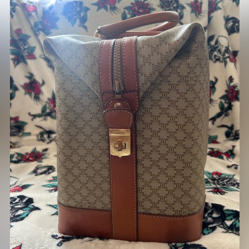 CELINE VINTAGE TRIOMPHE MONOGRAM LARGE TRAVEL TRUNK - BOSTON BAG - Picture 4 of 16